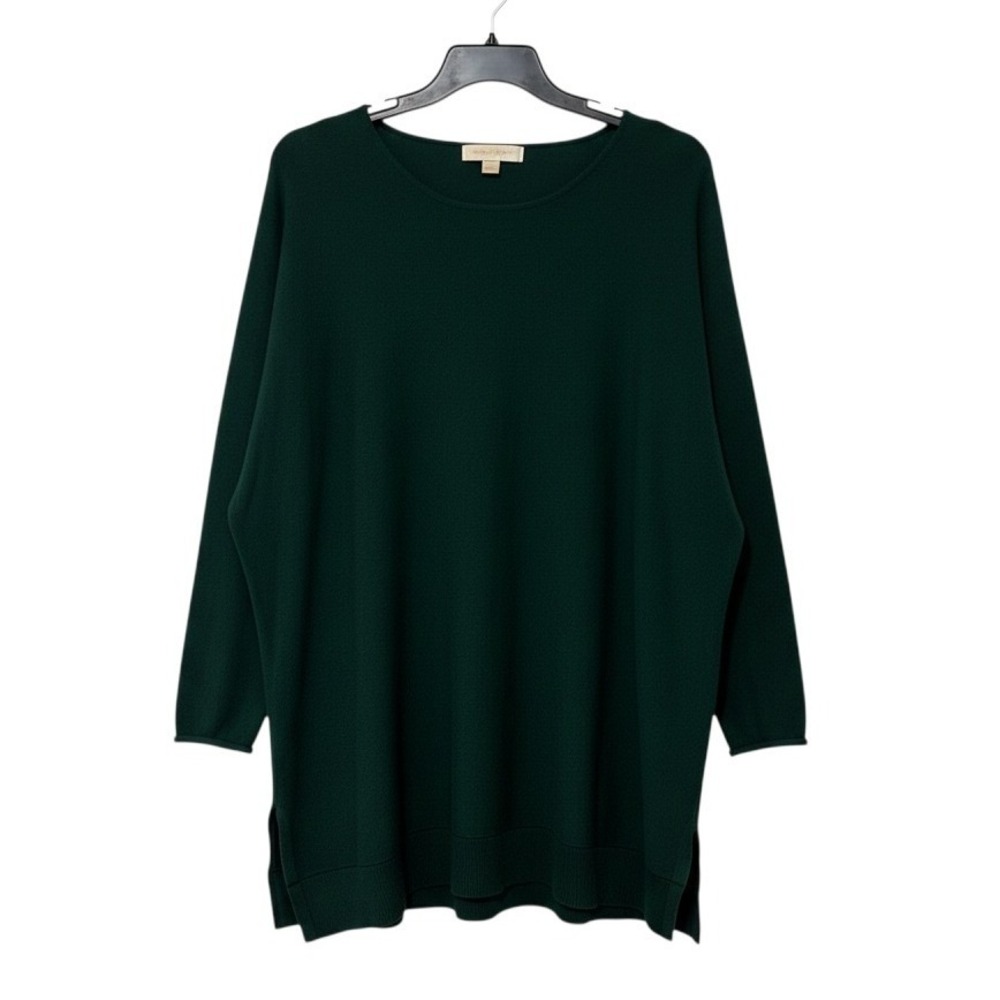Michael Kors Sweater XL Green Womens Crew Neck High-Low Knit Excellent